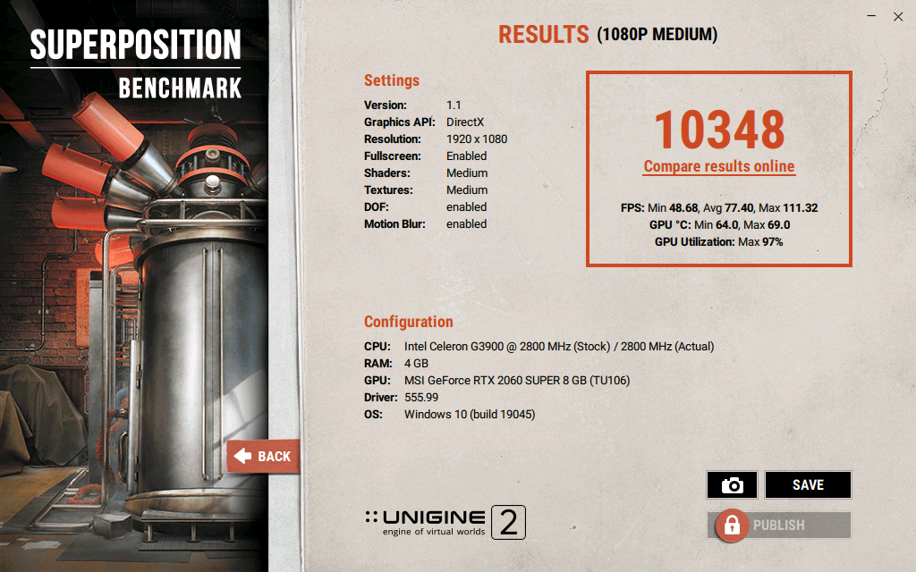 RTX 2060 SUPER MSI ARMOR OC 8GB GDDR6