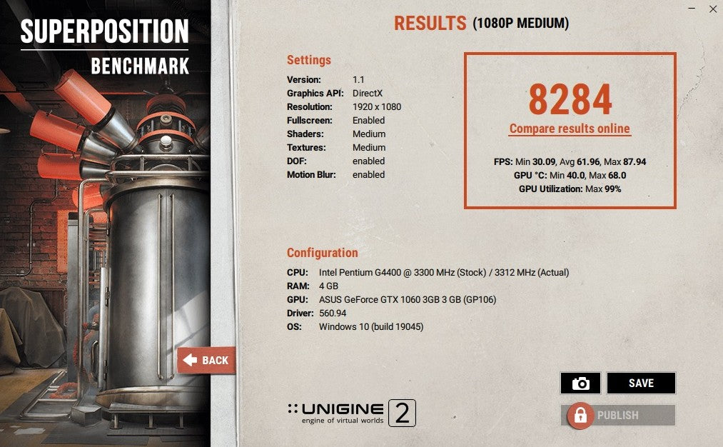 GTX 1060 ASUS DUAL OC 3GB GDDR5