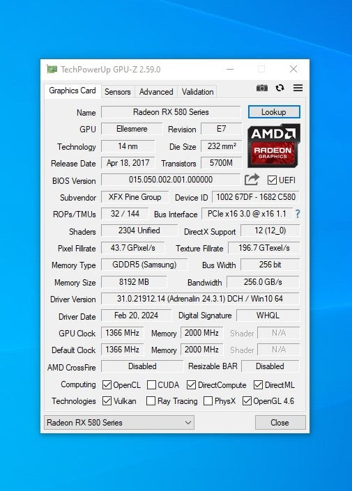 RX 580 XFX GTS XXX EDITION OC+ 8GB 2304SP GDDR5