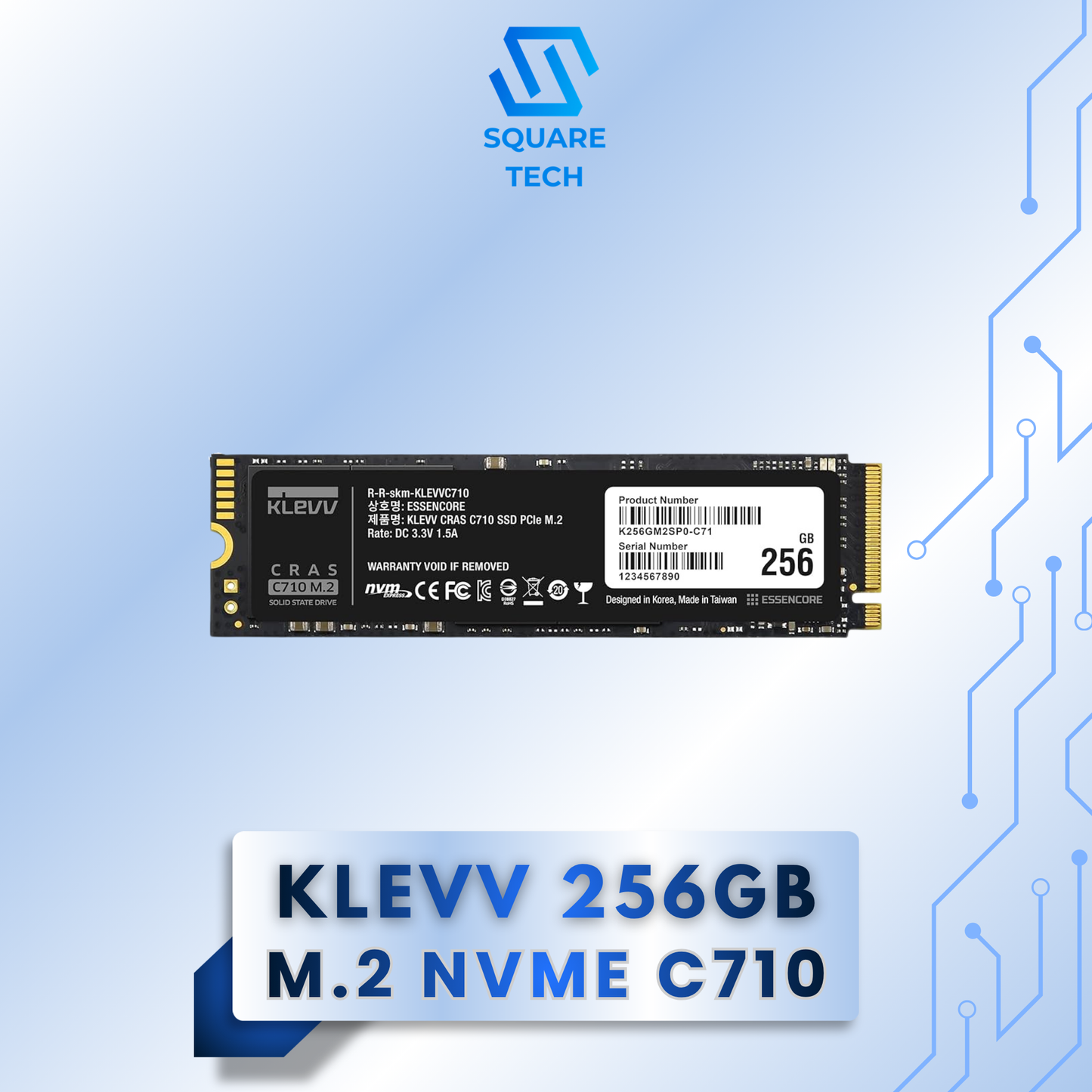Klevv Cras C710 256GB M.2 Pcie 3x4 Nvme SSD